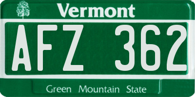 VT license plate AFZ362