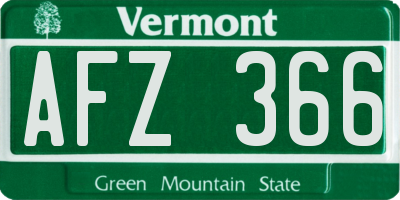 VT license plate AFZ366