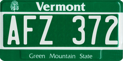 VT license plate AFZ372