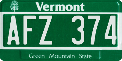 VT license plate AFZ374