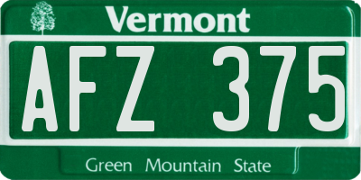 VT license plate AFZ375