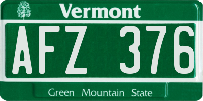 VT license plate AFZ376