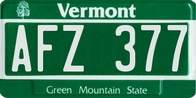 VT license plate AFZ377