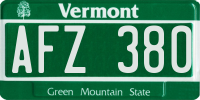 VT license plate AFZ380