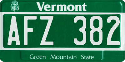 VT license plate AFZ382