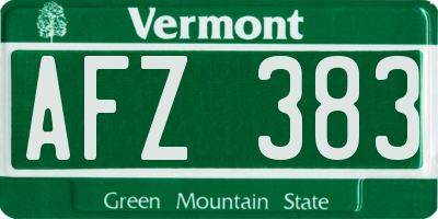 VT license plate AFZ383