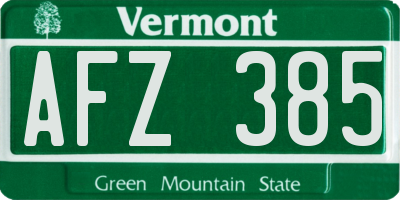 VT license plate AFZ385