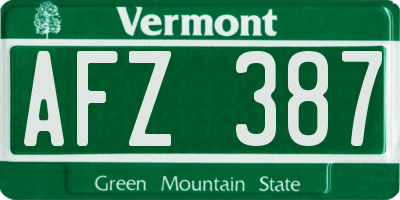 VT license plate AFZ387