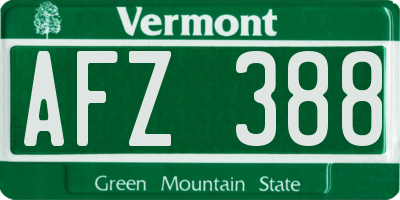 VT license plate AFZ388