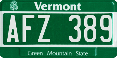 VT license plate AFZ389