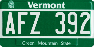 VT license plate AFZ392