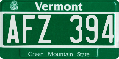 VT license plate AFZ394