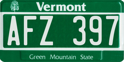 VT license plate AFZ397