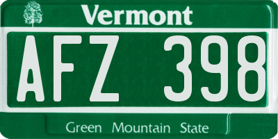 VT license plate AFZ398