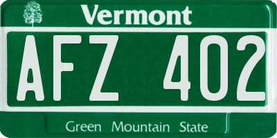 VT license plate AFZ402