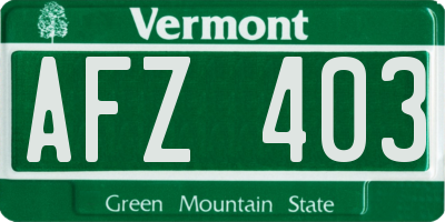 VT license plate AFZ403