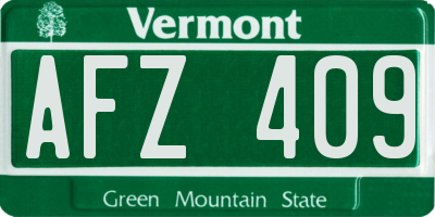 VT license plate AFZ409