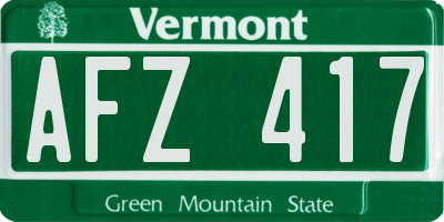 VT license plate AFZ417