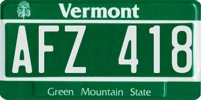VT license plate AFZ418