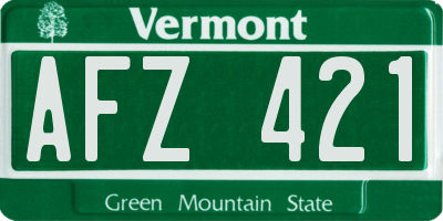 VT license plate AFZ421