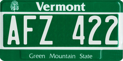VT license plate AFZ422