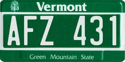 VT license plate AFZ431