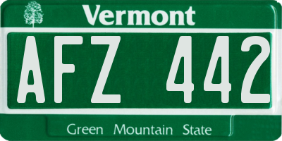 VT license plate AFZ442