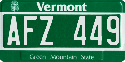 VT license plate AFZ449