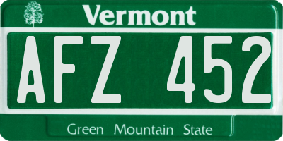 VT license plate AFZ452