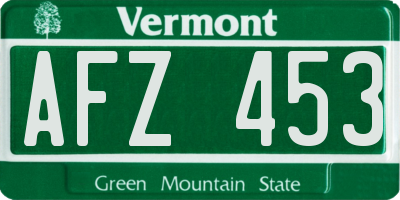 VT license plate AFZ453