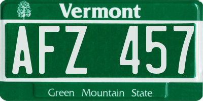 VT license plate AFZ457