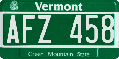 VT license plate AFZ458