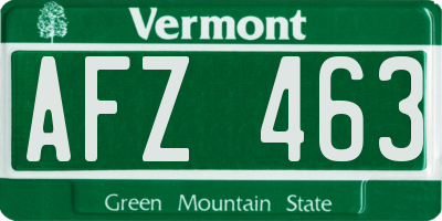 VT license plate AFZ463