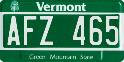 VT license plate AFZ465
