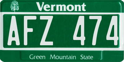 VT license plate AFZ474