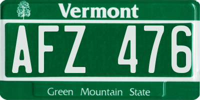 VT license plate AFZ476