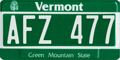 VT license plate AFZ477
