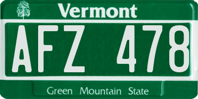 VT license plate AFZ478