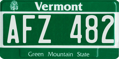 VT license plate AFZ482