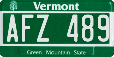VT license plate AFZ489