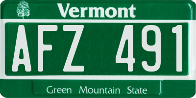 VT license plate AFZ491