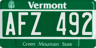 VT license plate AFZ492