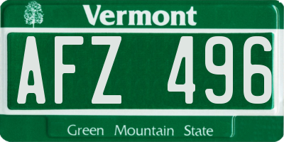 VT license plate AFZ496