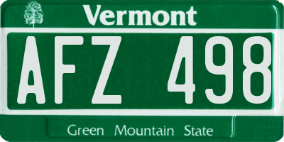 VT license plate AFZ498