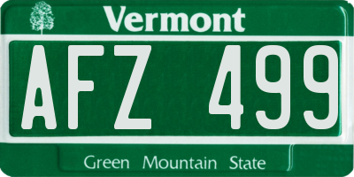 VT license plate AFZ499