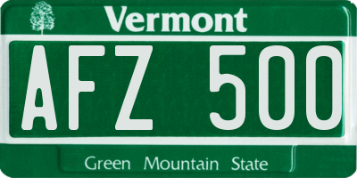 VT license plate AFZ500