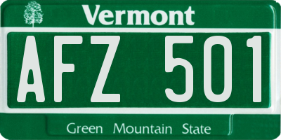 VT license plate AFZ501