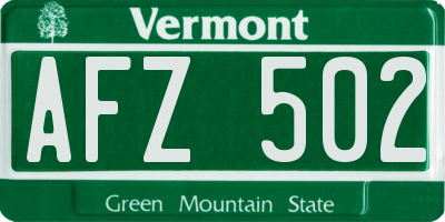VT license plate AFZ502