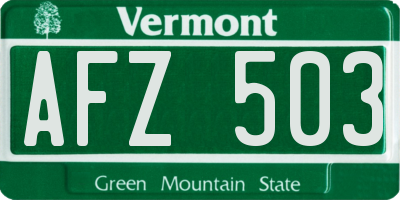 VT license plate AFZ503