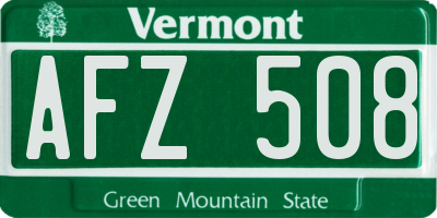 VT license plate AFZ508
